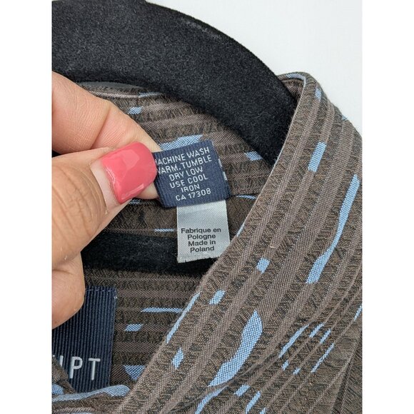 Haupt Germany Button Up Shirt Men Size L 41/42 Geometric Textured Retro Boho 90s - Picture 10 of 10